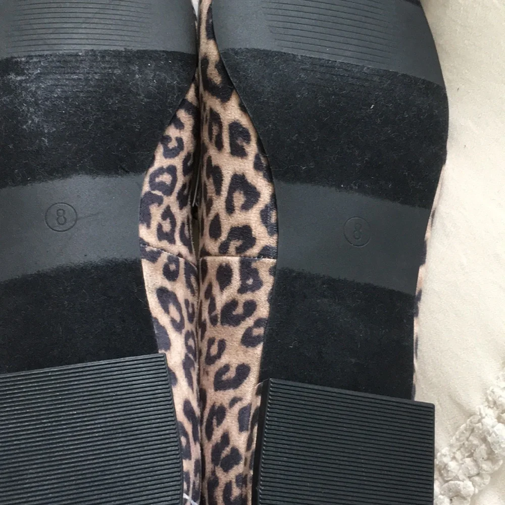 American Eagle Outfitters Leopard-Print Buckled Ankle Flats - Tan & Black 8